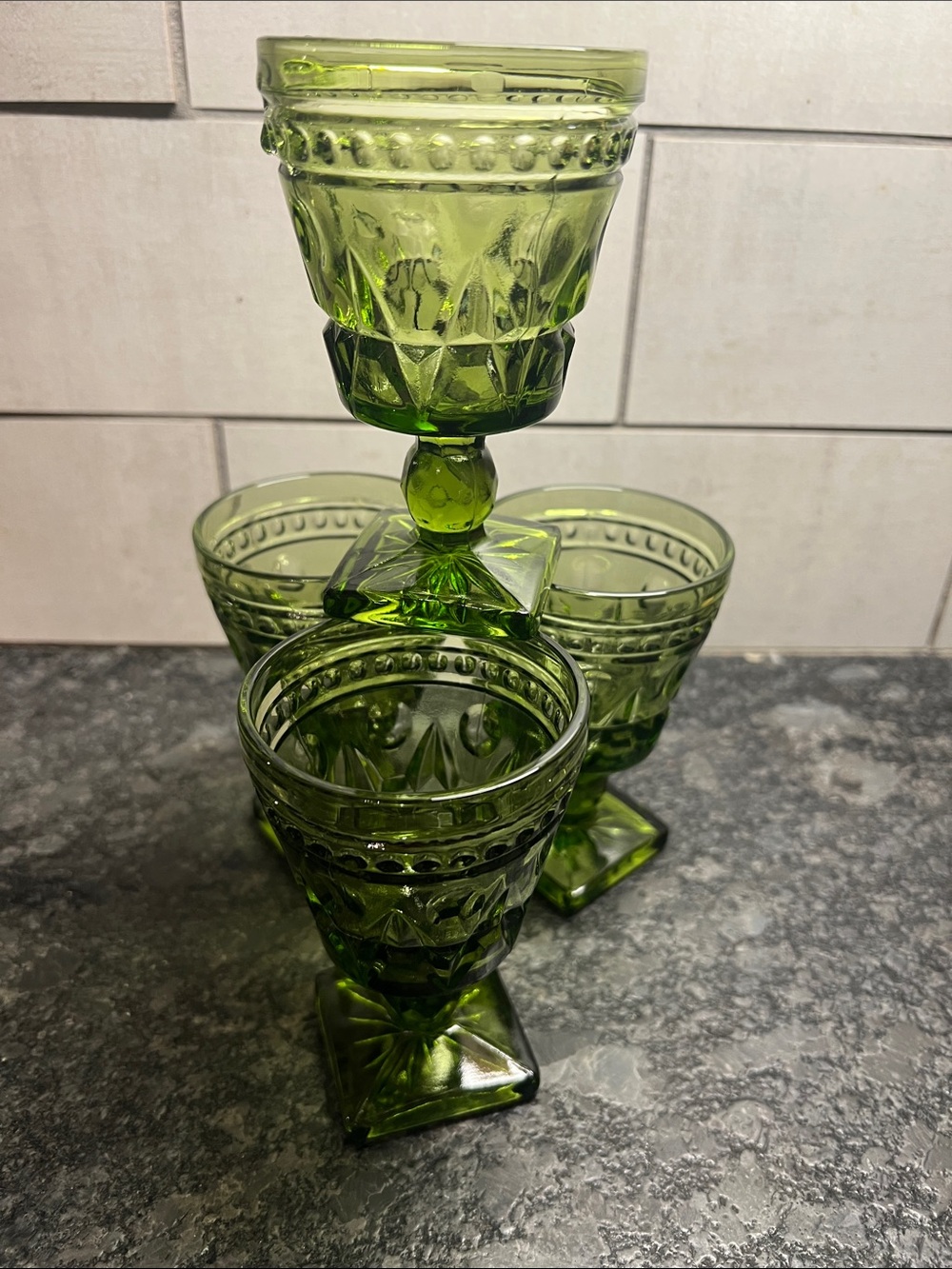 Set of 4 INDIANA GLASS COLONY PARK LANE PEDESTAL Pressed Glass Goblet - 4 oz